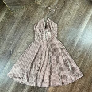 Alyn Paige Dress brown and white striped halter top dress